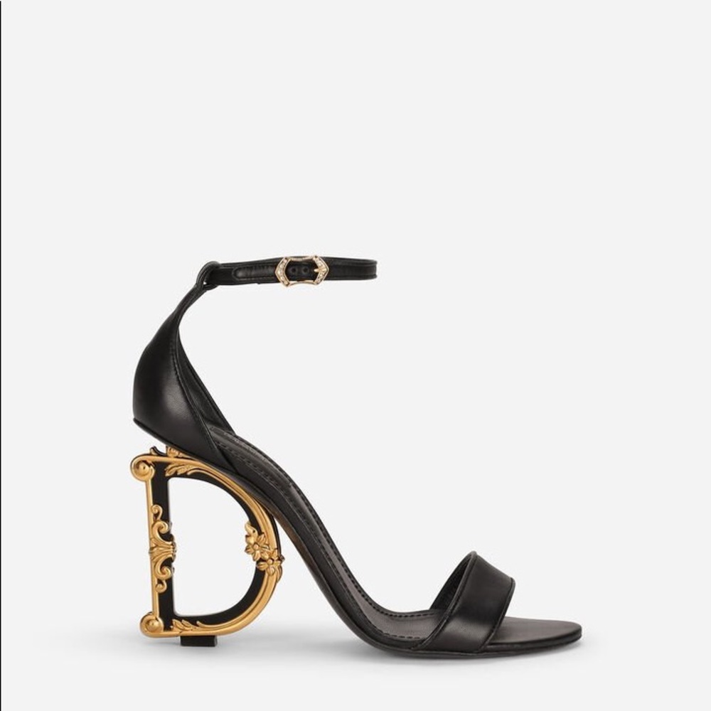 Dolce & Gabbana Nappa leather sandals with baroque DG heel size 38 (8)